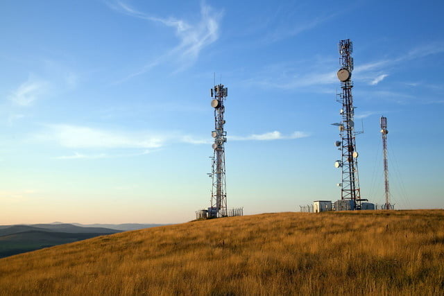 4G LTE antennas at an open field 