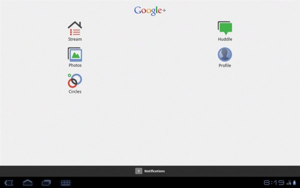 Google+ Main Menu